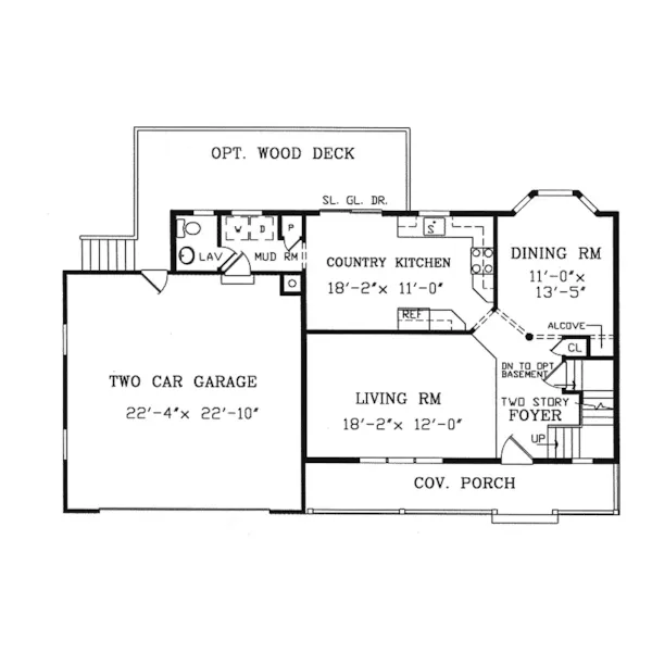 Country House Plan First Floor - Yankee Ridge Traditional Home 016D-0081 - Shop House Plans and More