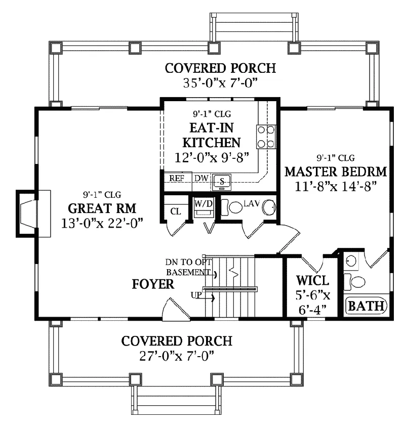 Shingle House Plan First Floor - Woodwill Quaint Bungalow Home 016D-0089 - Shop House Plans and More