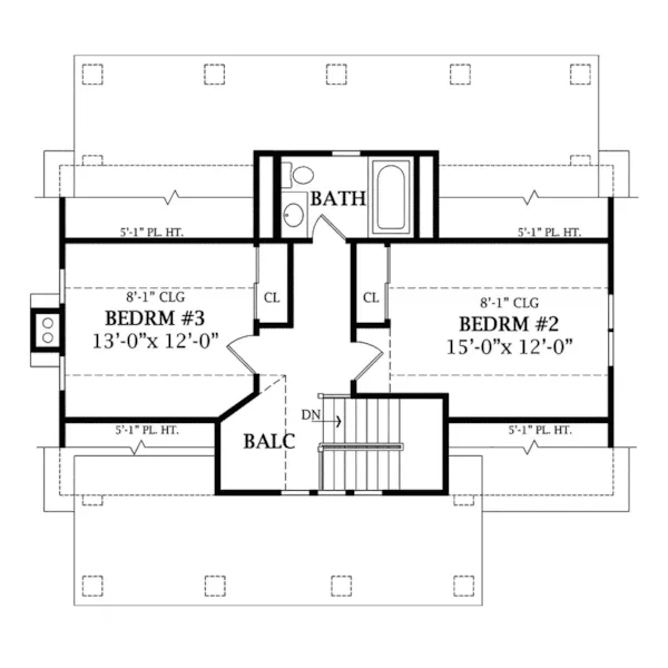 Country House Plan Second Floor - Woodwill Quaint Bungalow Home 016D-0089 - Shop House Plans and More