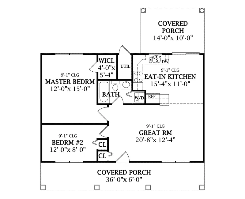 Ranch House Plan First Floor - Canterford Vacation Home 016D-0091 - Search House Plans and More