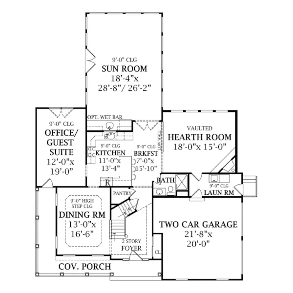 Farmhouse Plan First Floor - Bluffpark Country Home 016D-0094 - Search House Plans and More