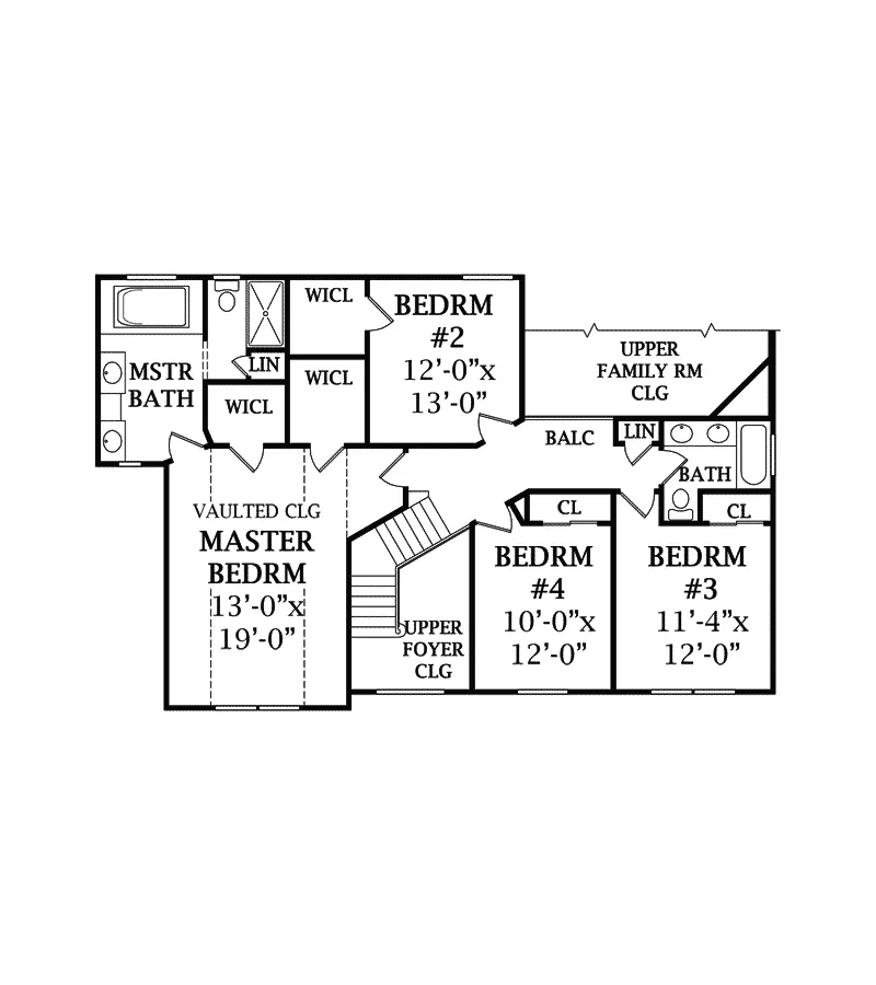 Southern House Plan Second Floor - Bluffpark Country Home 016D-0094 - Search House Plans and More