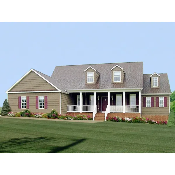 Deep Covered Front Porch Adds To Favorable Country Style