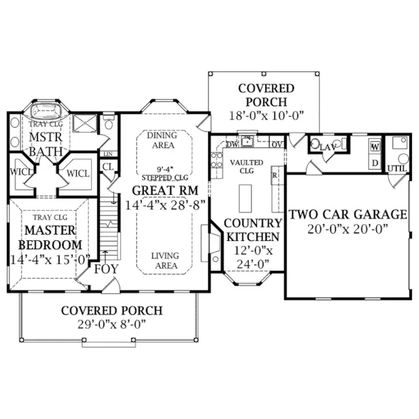 Traditional House Plan First Floor - Plantation Hill Southern Home 016D-0096 - Shop House Plans and More