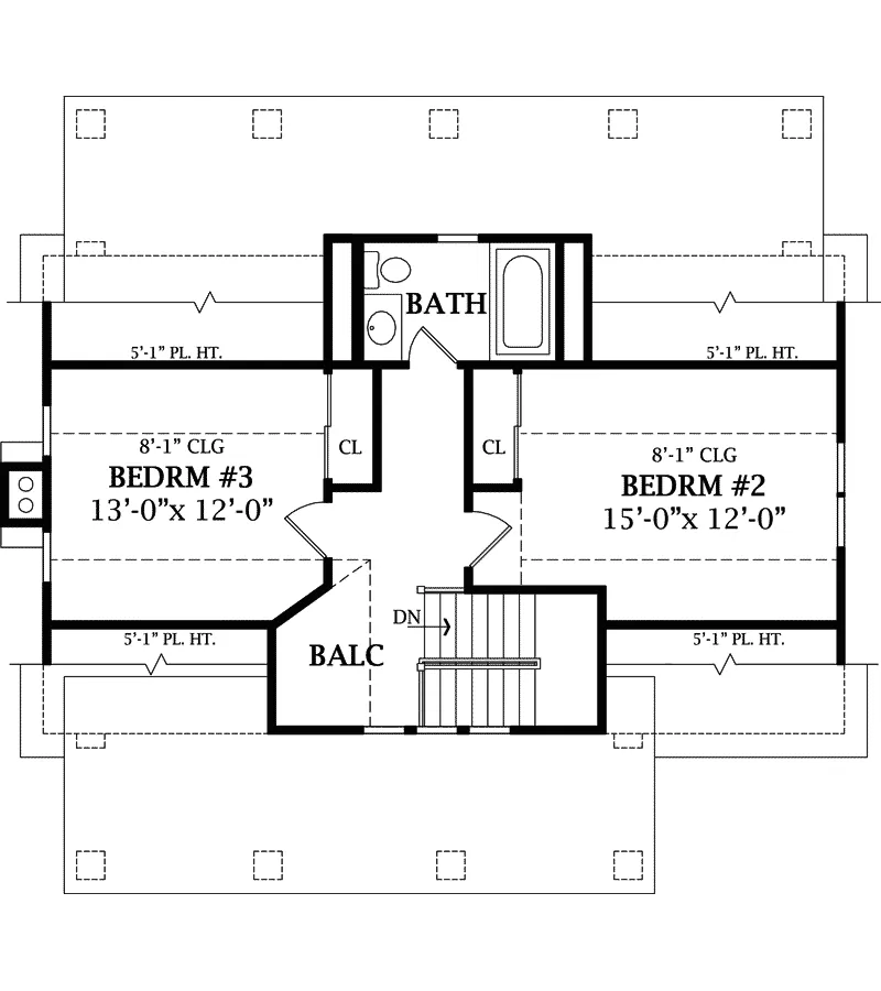 Craftsman House Plan Second Floor - Reidville Bungalow Home 016D-0101 - Shop House Plans and More