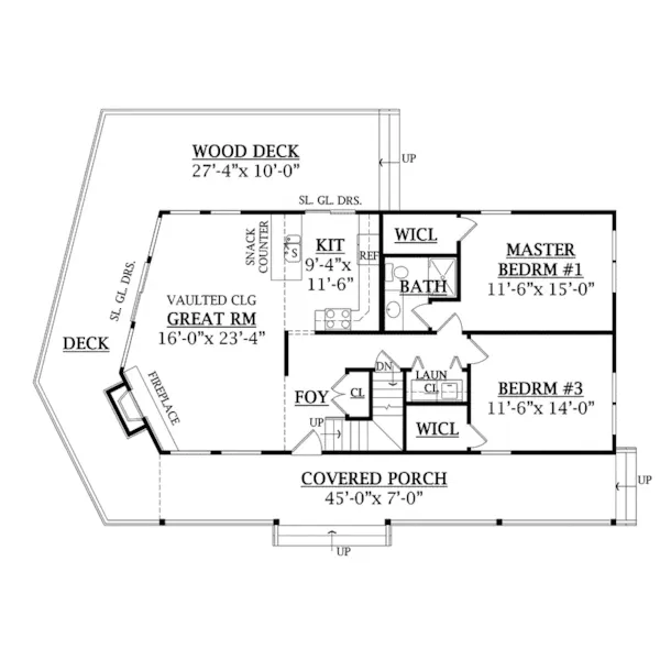 Vacation House Plan First Floor - Quailrun Rustic Acadian Home 016D-0102 - Search House Plans and More