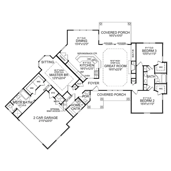 Country House Plan First Floor - Greensboro Craftsman Home 016D-0105 - Search House Plans and More