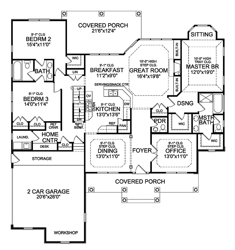 Country House Plan First Floor - Sturbridge Hill Ranch Home 016D-0106 - Shop House Plans and More