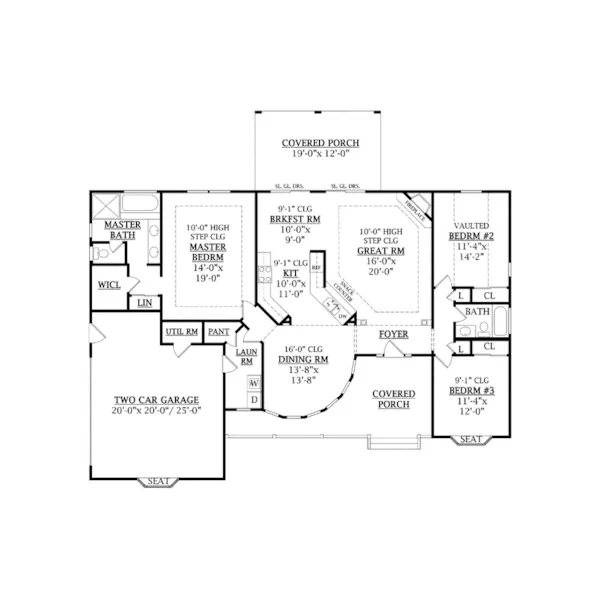 Ranch House Plan First Floor - Jasper Bay Country Ranch Home 016D-0107 - Search House Plans and More