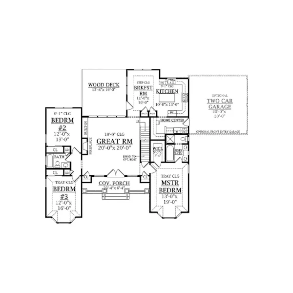 Craftsman House Plan First Floor - Lewistown Ranch Home 016D-0108 - Shop House Plans and More