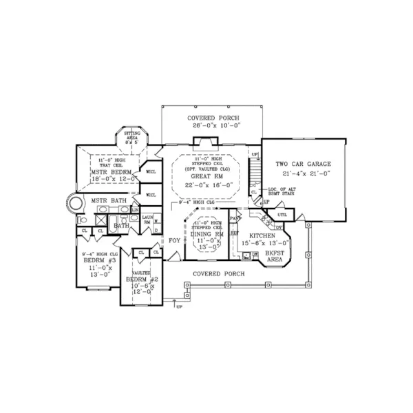 Southern House Plan First Floor - Richmond Creek Country Home 016D-0110 - Shop House Plans and More