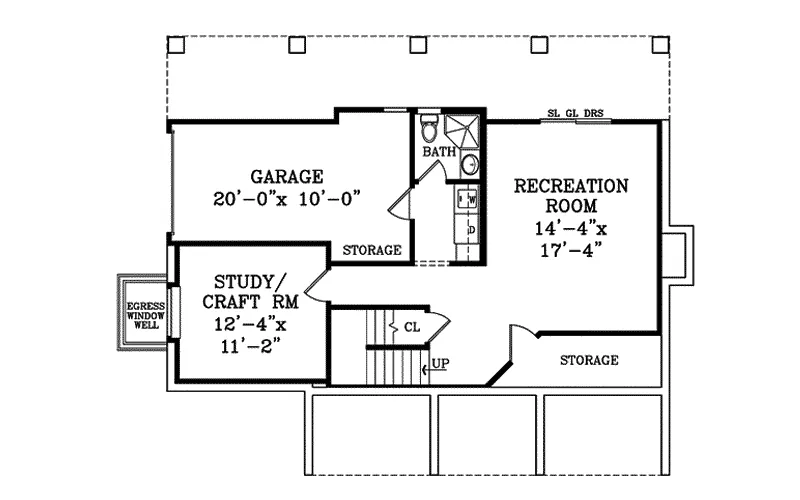 Craftsman House Plan Lower Level Floor - Crescentwood Craftsman Home 016D-0111 - Search House Plans and More