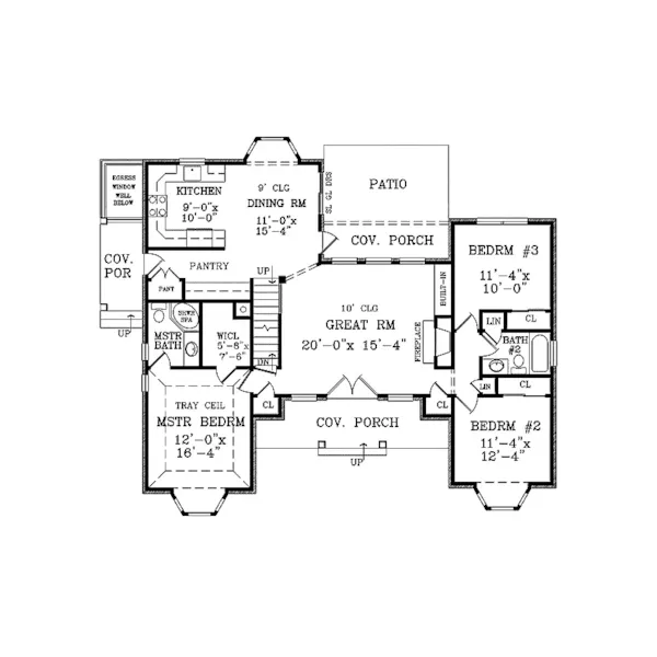 Ranch House Plan First Floor - Woodburn Hill Ranch Home 016D-0112 - Shop House Plans and More