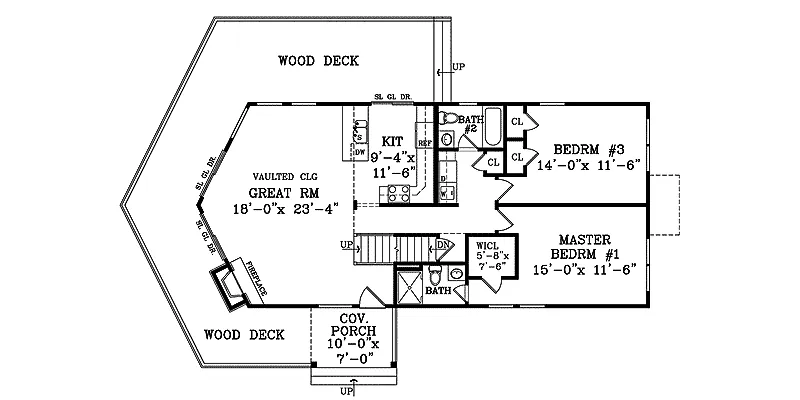 Mountain House Plan First Floor - Glencoe Summit A-Frame Home 016D-0113 - Search House Plans and More