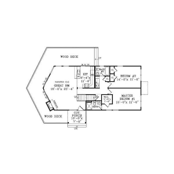 Waterfront House Plan First Floor - Glencoe Summit A-Frame Home 016D-0113 - Search House Plans and More