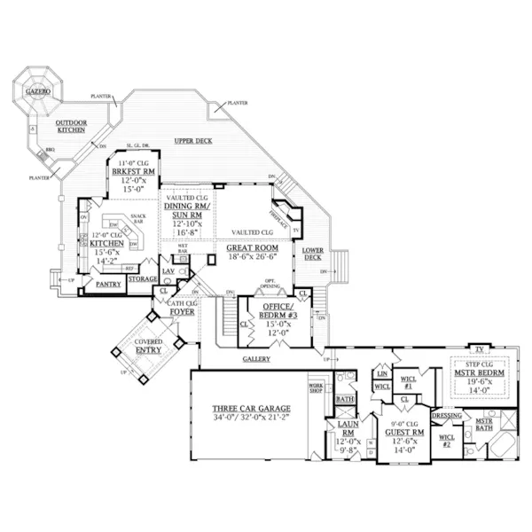 Prairie House Plan First Floor - Miller Luxury Craftsman Home 016S-0001 - Shop House Plans and More