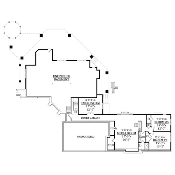 Prairie House Plan Lower Level Floor - Miller Luxury Craftsman Home 016S-0001 - Shop House Plans and More