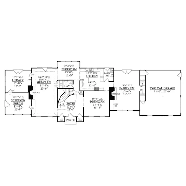 Southern House Plan First Floor - Raynesford Traditional Home 016S-0003 - Shop House Plans and More