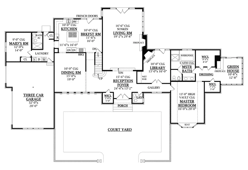 English Cottage House Plan First Floor - Blaine Point English Style Home 016S-0004 - Search House Plans and More