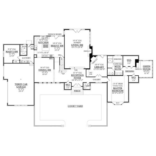 Traditional House Plan First Floor - Blaine Point English Style Home 016S-0004 - Search House Plans and More