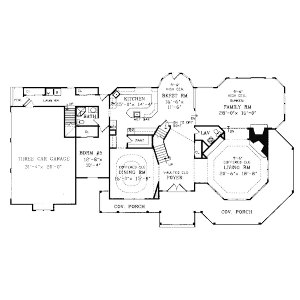 Traditional House Plan First Floor - Cascade Hill Victorian Home 016S-0005 - Search House Plans and More