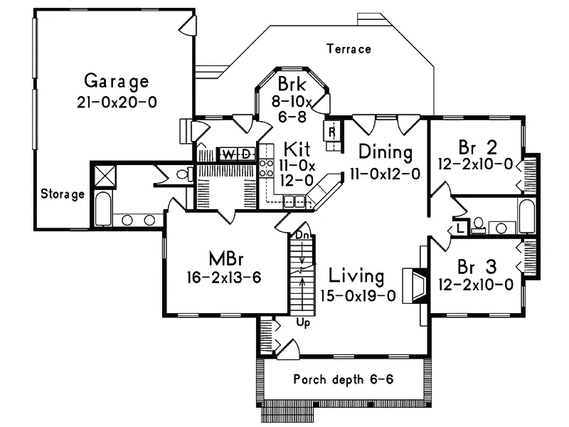 Country House Plan First Floor - Sabrina Cape Cod Style Home 017D-0007 - Shop House Plans and More