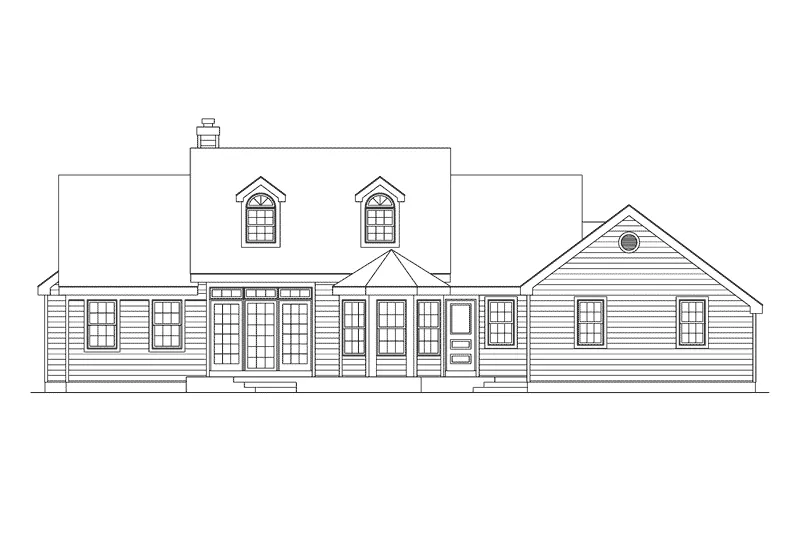 Traditional House Plan Rear Elevation - Sabrina Cape Cod Style Home 017D-0007 - Shop House Plans and More
