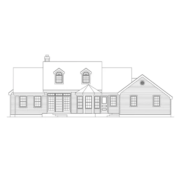 Southern House Plan Rear Elevation - Sabrina Cape Cod Style Home 017D-0007 - Shop House Plans and More