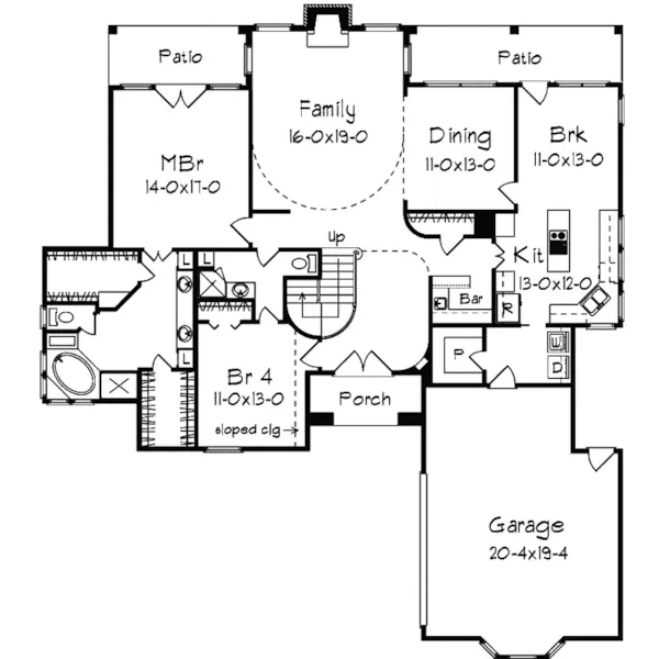 European House Plan First Floor - Brookhaven Hill European Home 018D-0002 - Search House Plans and More