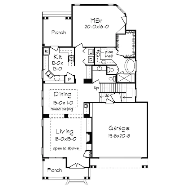 Arts & Crafts House Plan First Floor - Sweetcrest Craftsman Home 018D-0004 - Shop House Plans and More