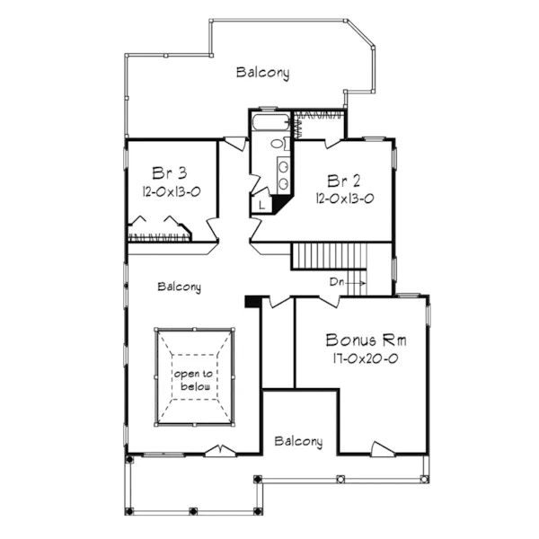 Arts & Crafts House Plan Second Floor - Sweetcrest Craftsman Home 018D-0004 - Shop House Plans and More