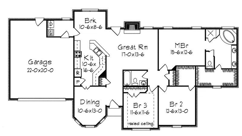 Traditional House Plan First Floor - Danville Southern Ranch Home 018D-0006 - Search House Plans and More