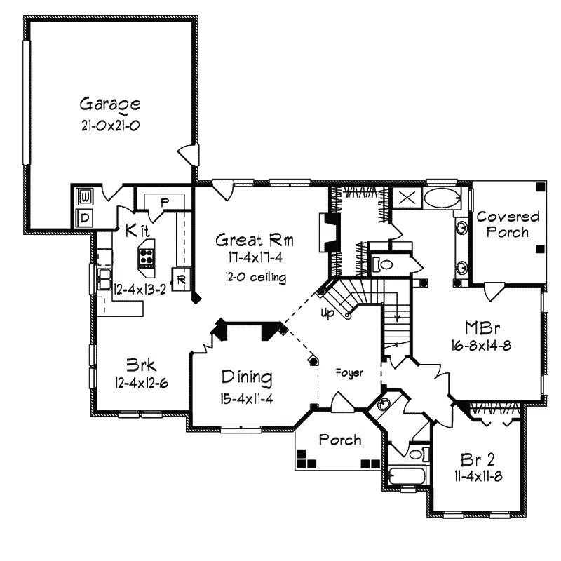 Tudor House Plan First Floor - Rockport Way European Home 018D-0007 - Shop House Plans and More