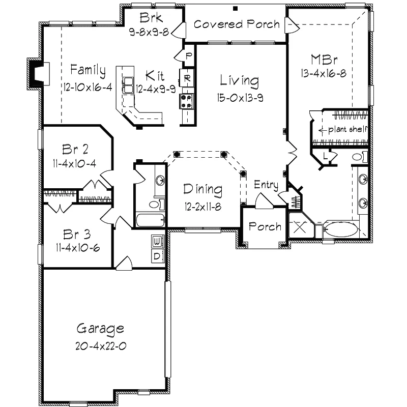 Country French House Plan First Floor - Northridge Ranch Home 018D-0008 - Shop House Plans and More