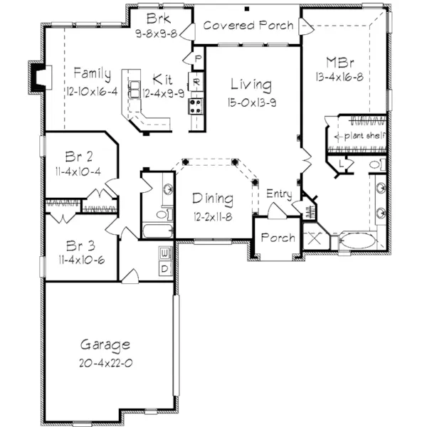 Ranch House Plan First Floor - Northridge Ranch Home 018D-0008 - Shop House Plans and More