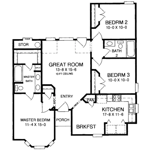 European House Plan First Floor - Pine Creek Traditional Home 019D-0001 - Shop House Plans and More