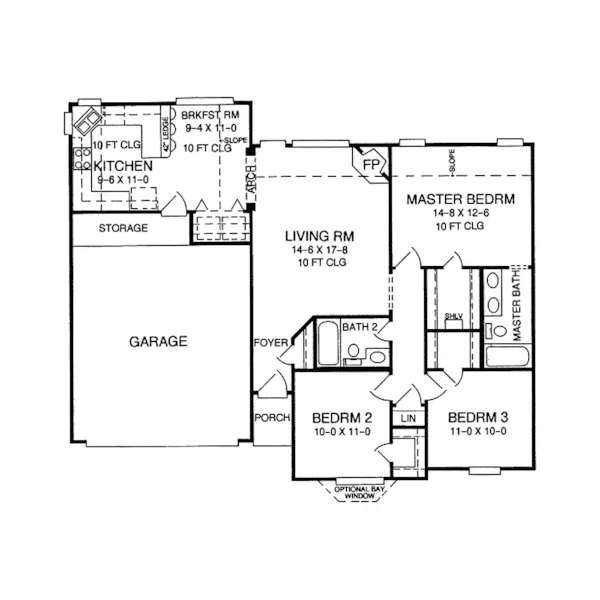 Traditional House Plan First Floor - Winnett Traditional Home 019D-0003 - Shop House Plans and More