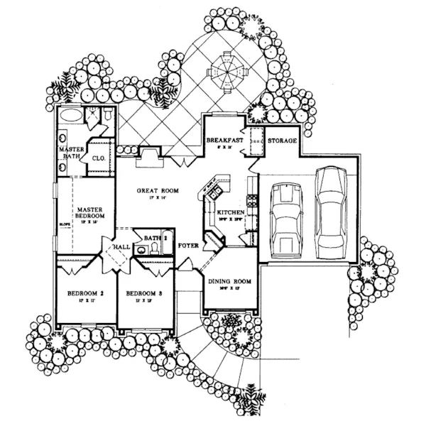 Traditional House Plan First Floor - Glendive Traditional Ranch Home 019D-0004 - Search House Plans and More