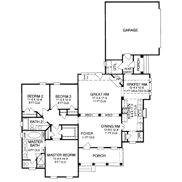 Southern House Plan First Floor - Rosebud Country Home 019D-0008 - Shop House Plans and More