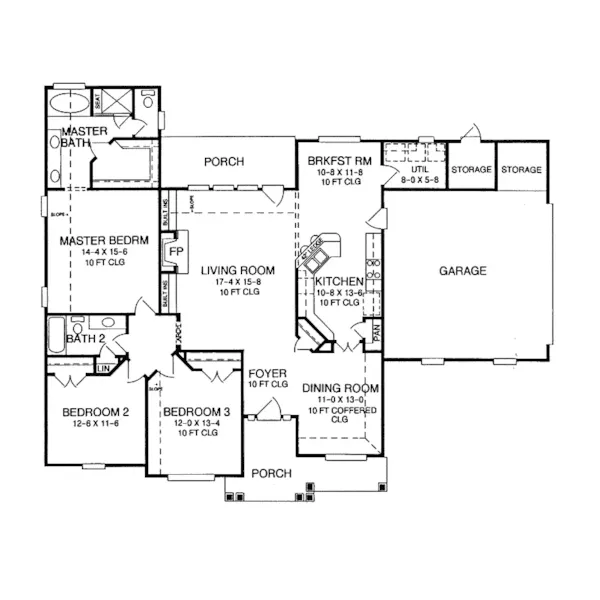 Ranch House Plan First Floor - Fairfield Oaks Traditional Home 019D-0010 - Search House Plans and More