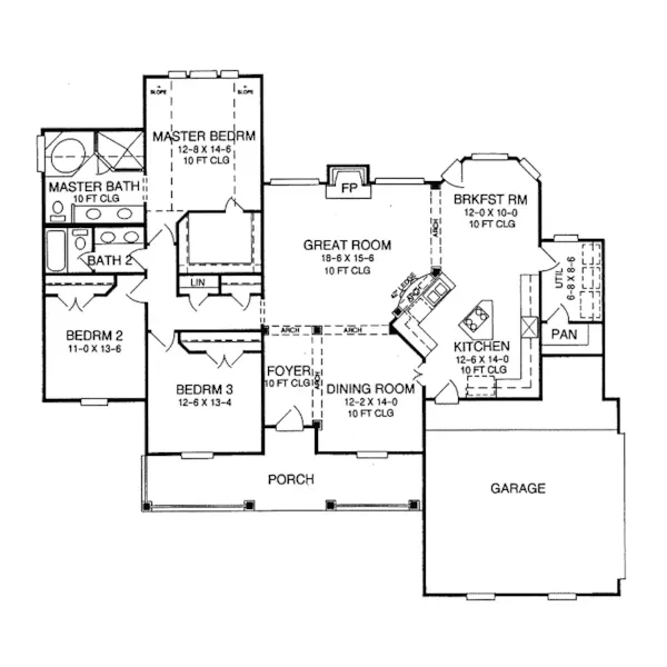 Country House Plan First Floor - Dayton Spring Ranch Home 019D-0011 - Search House Plans and More