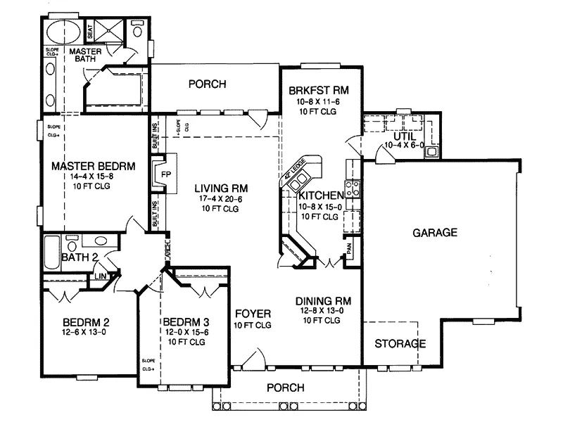Southern House Plan First Floor - Gallatin Country French Home 019D-0013 - Search House Plans and More
