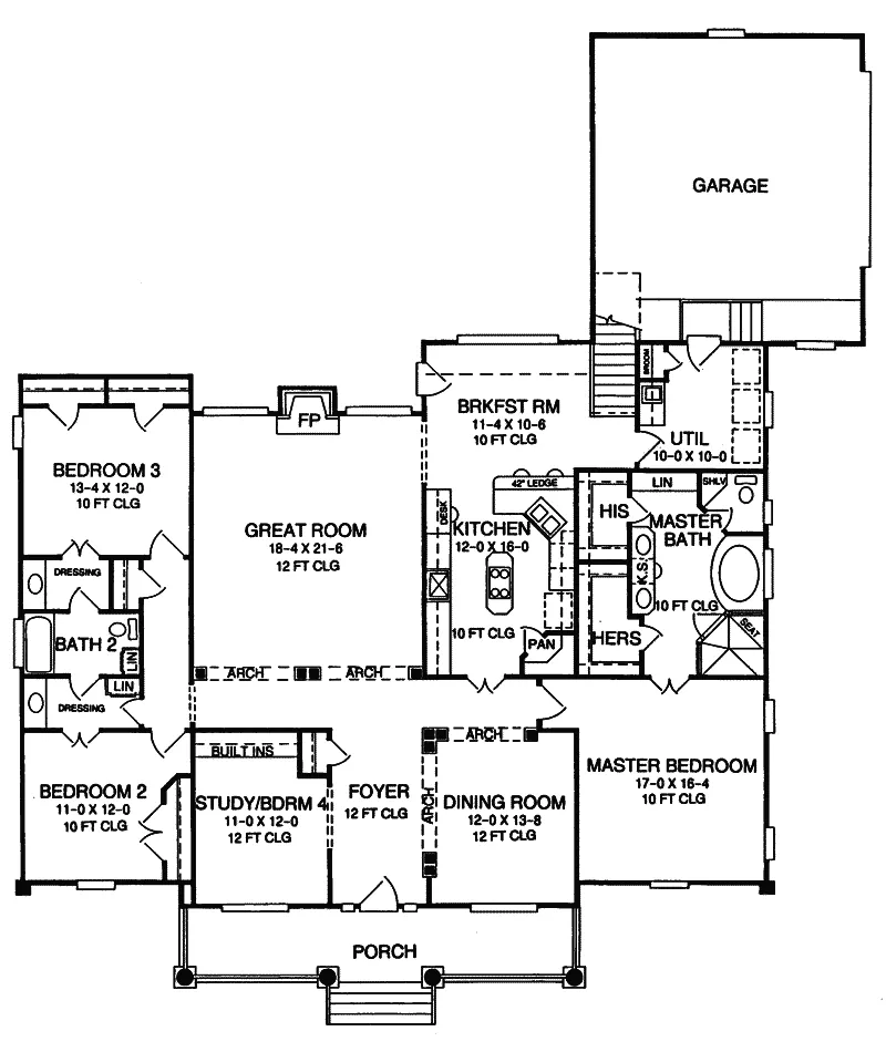 Traditional House Plan First Floor - Marysville Southern Ranch Home 019D-0015 - Shop House Plans and More