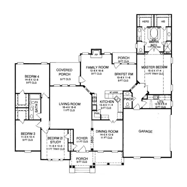 Southern House Plan First Floor - Martinsdale Ranch Home 019D-0016 - Shop House Plans and More