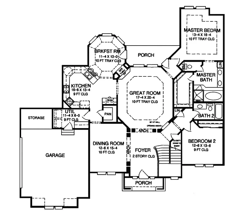 Tudor House Plan First Floor - Ronan European Home 019D-0017 - Shop House Plans and More