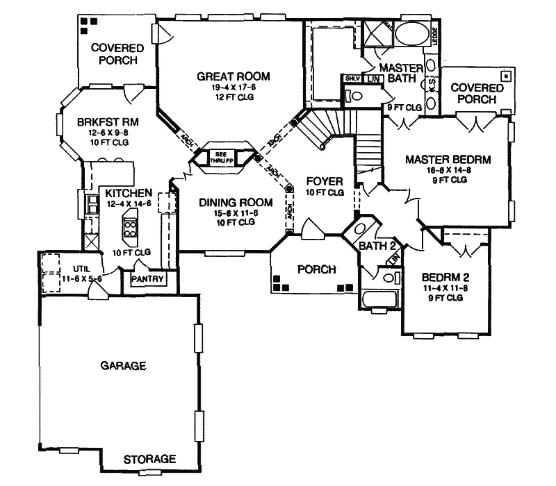 Traditional House Plan First Floor - Kalispell Traditional Home 019D-0018 - Search House Plans and More