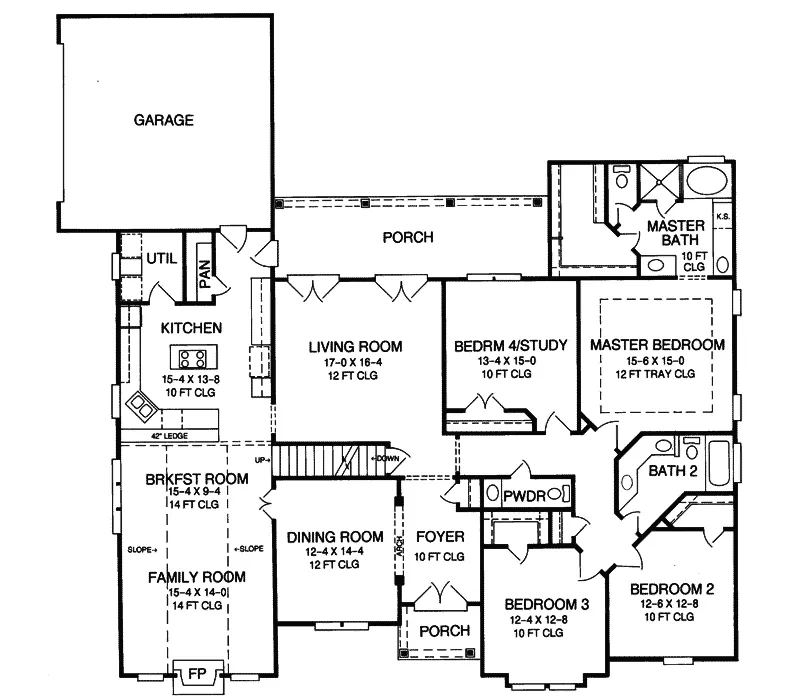 Ranch House Plan First Floor - Columbia Mill European Home 019D-0019 - Search House Plans and More