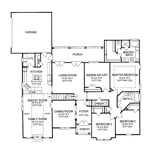 Ranch House Plan First Floor - Columbia Mill European Home 019D-0019 - Search House Plans and More