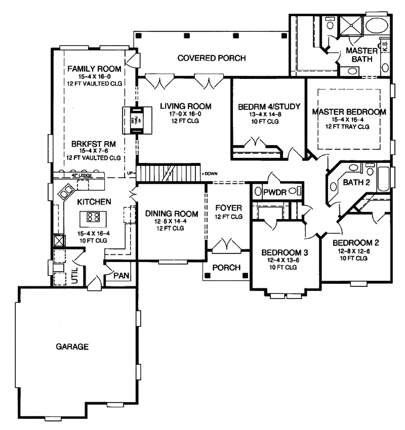 Tudor House Plan First Floor - Phillipsburg Place European Home 019D-0020 - Shop House Plans and More