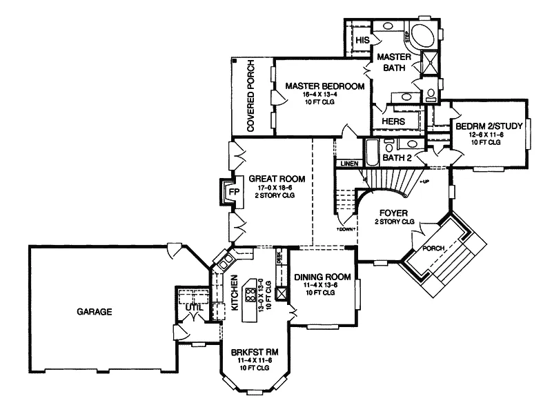 Country French House Plan First Floor - Fairfield Mill European Home 019D-0022 - Search House Plans and More